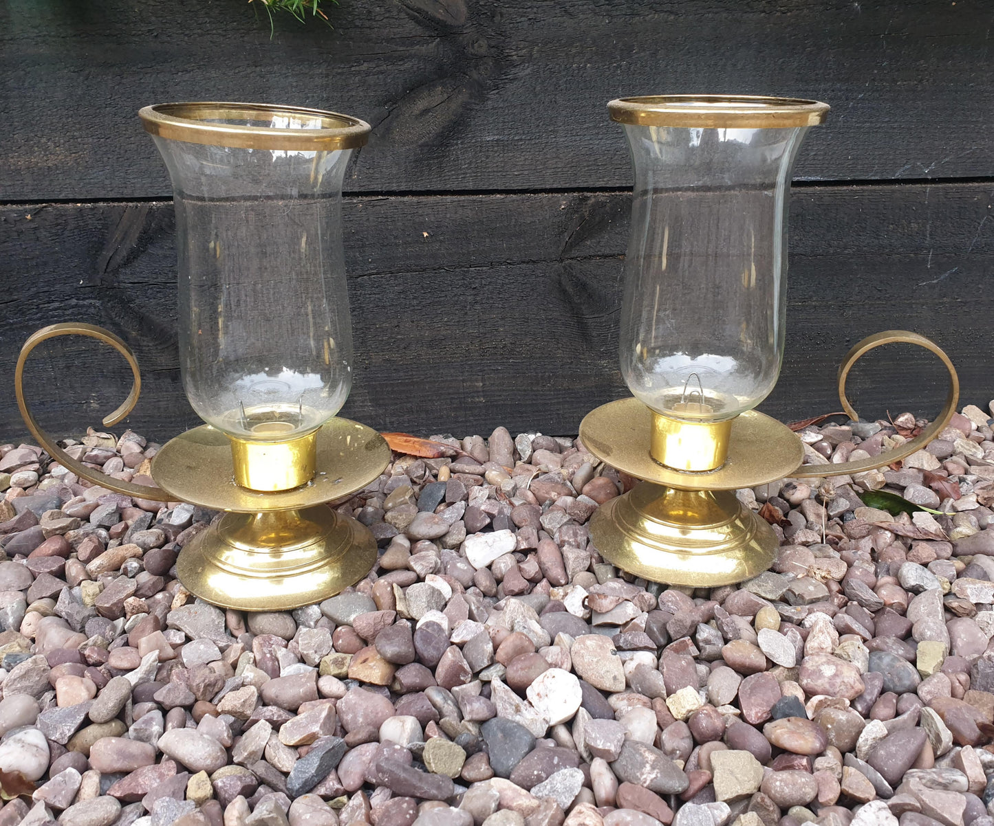 Vintage Baldwin brass hurricane lamps