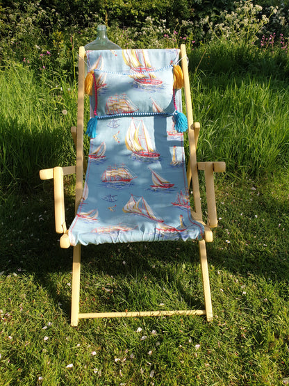 Vintage folding wooden deckchair