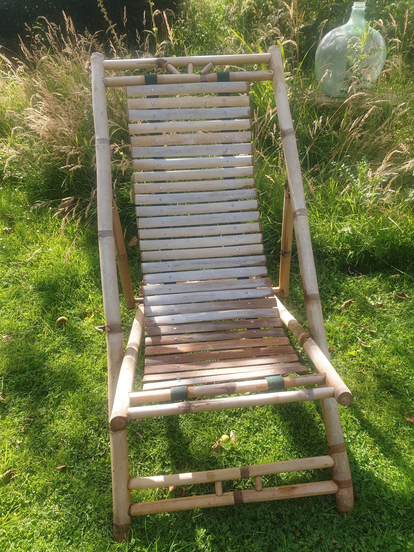 Vintage folding bamboo deckchairs