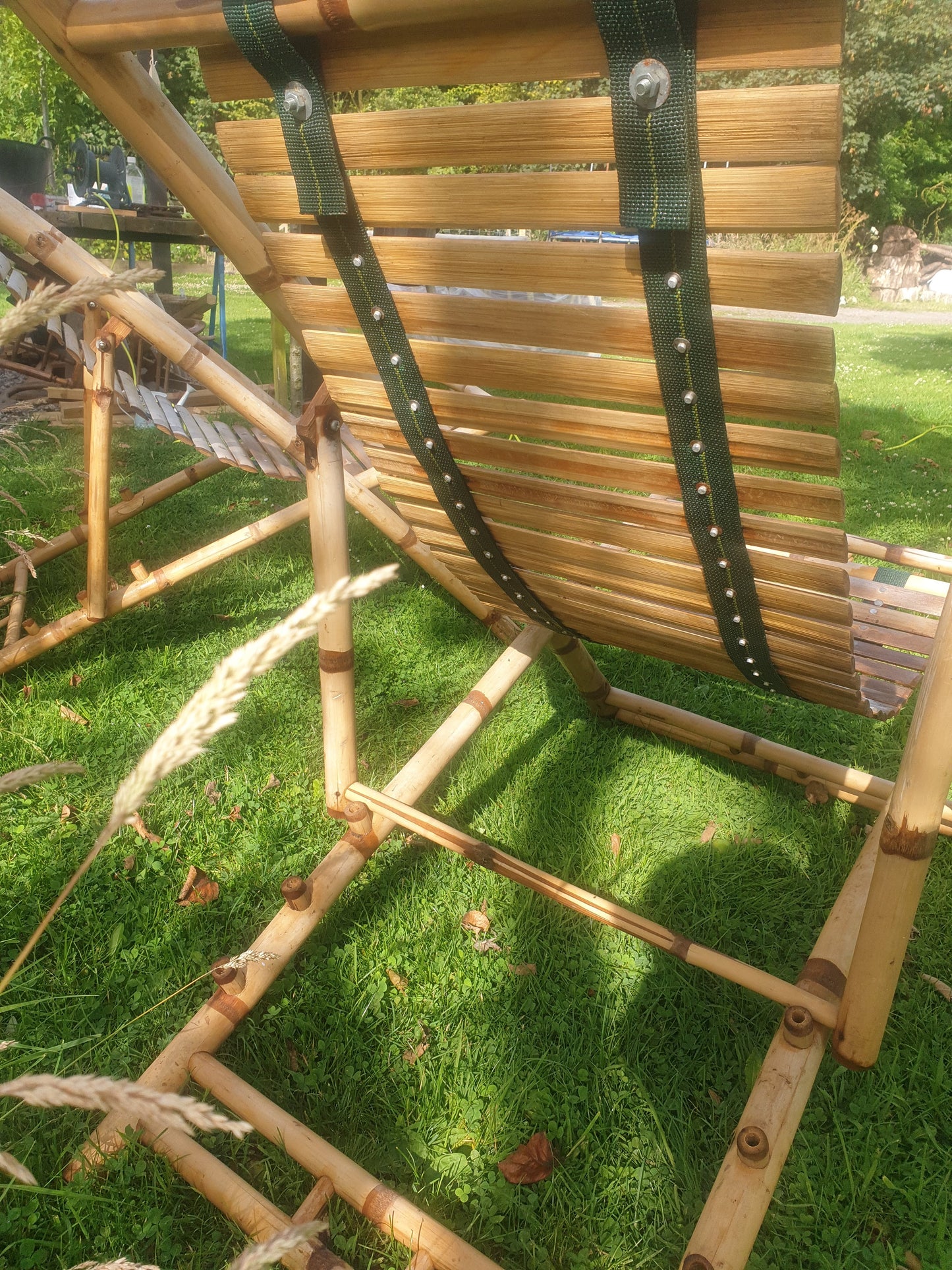 Vintage folding bamboo deckchairs